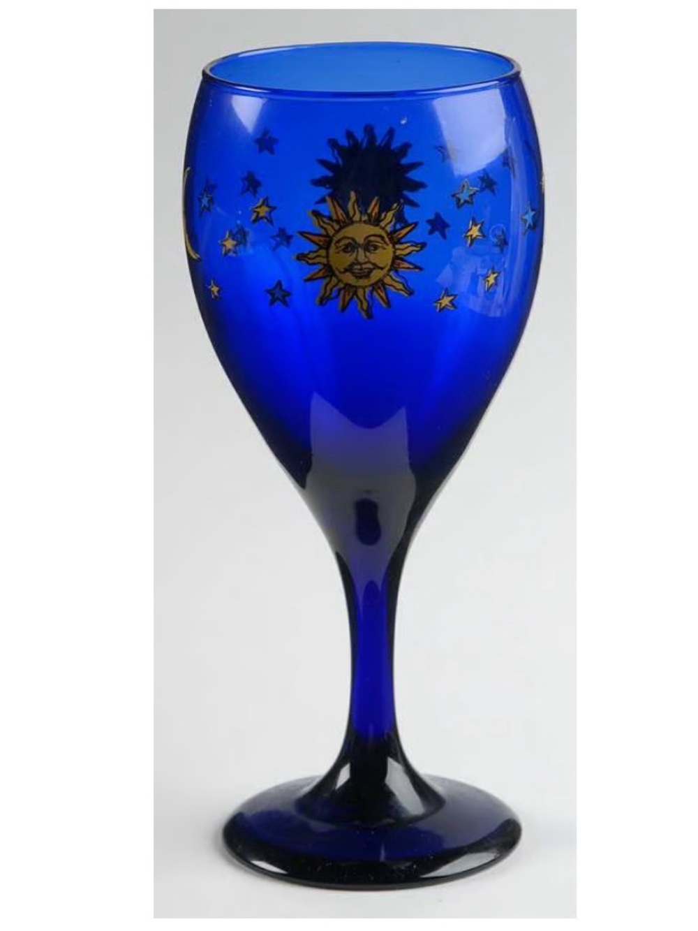 Libby  celestial Cobalt Blue Sun & Stars  Glass